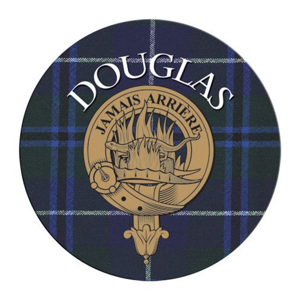 Douglas Clan Crest Tartan Cork Round Clan Badge Coasters Set of 10