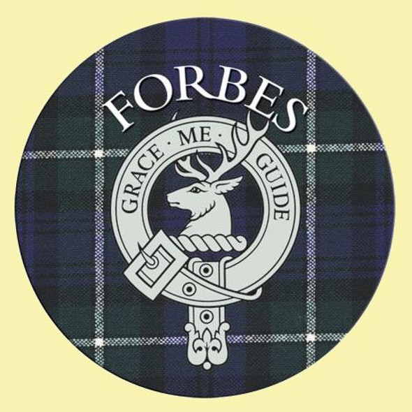 Forbes Clan Crest Tartan Cork Round Clan Badge Coasters Set of 10