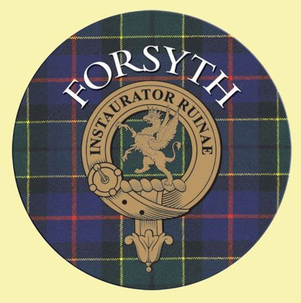 Forsyth Clan Crest Tartan Cork Round Clan Badge Coasters Set of 10