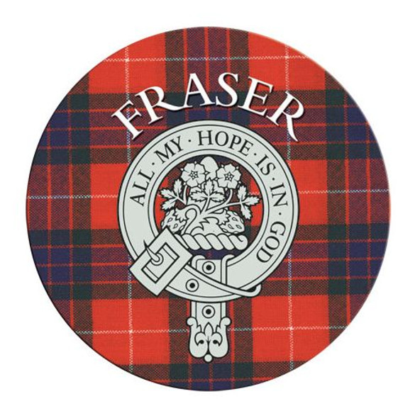 Fraser Clan Crest Tartan Cork Round Clan Badge Coasters Set of 10