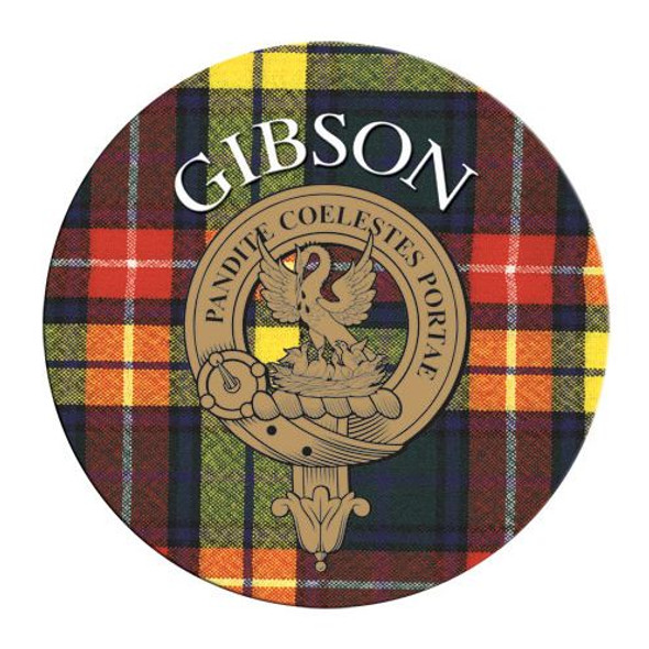 Gibson Clan Crest Tartan Cork Round Clan Badge Coasters Set of 10