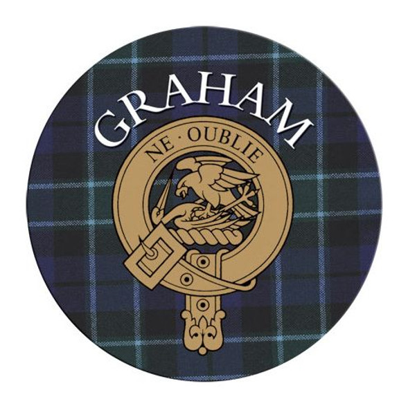 Graham Clan Crest Tartan Cork Round Clan Badge Coasters Set of 10