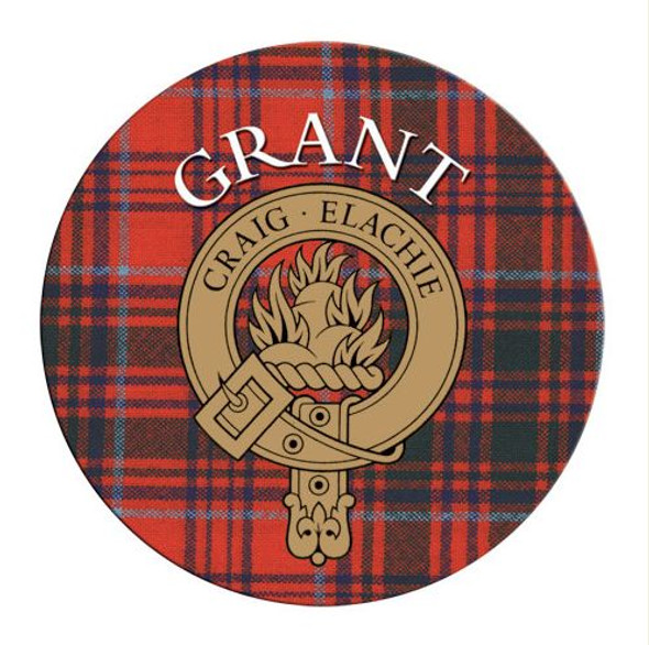 Grant Clan Crest Tartan Cork Round Clan Badge Coasters Set of 10