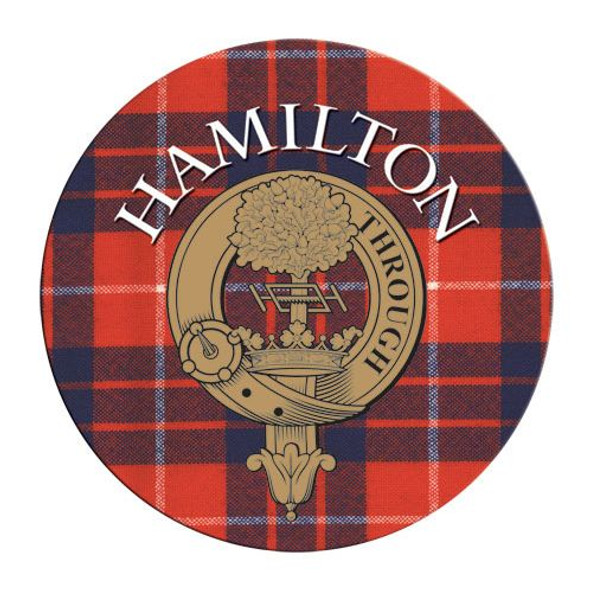 Hamilton Clan Crest Tartan Cork Round Clan Badge Coasters Set of 10