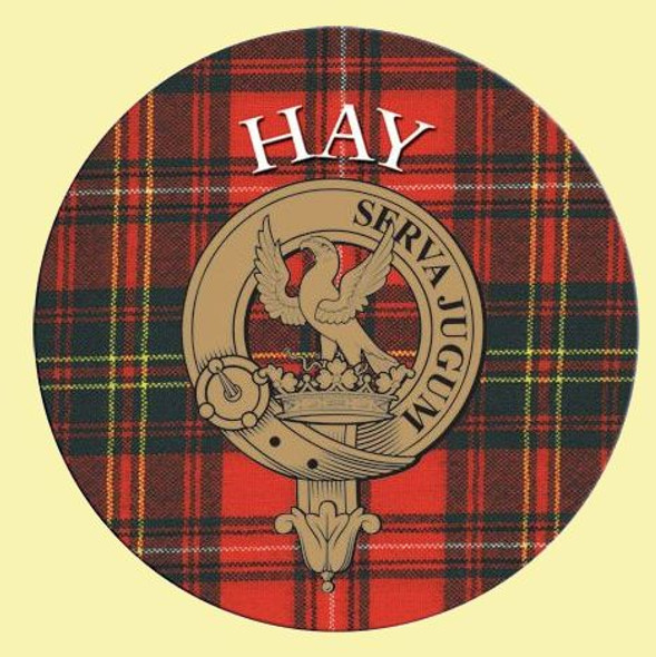 Hay Clan Crest Tartan Cork Round Clan Badge Coasters Set of 10