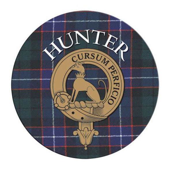 Hunter Clan Crest Tartan Cork Round Clan Badge Coasters Set of 10