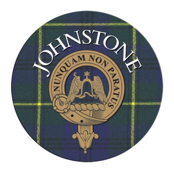 Johnstone Clan Crest Tartan Cork Round Clan Badge Coasters Set of 10
