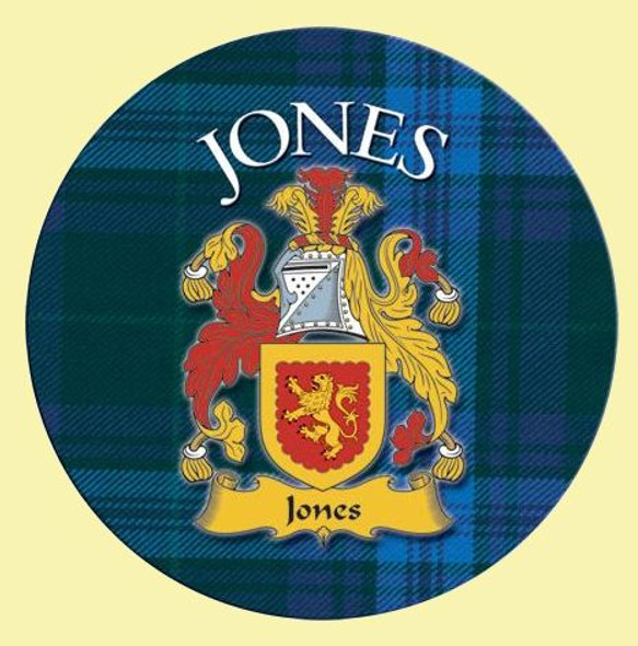 Jones Coat of Arms Tartan Cork Round Scottish Name Coasters Set of 10