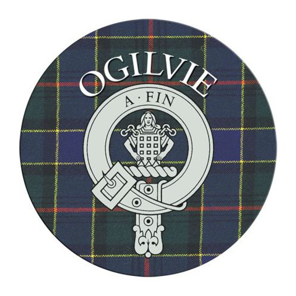 Ogilvie Clan Crest Tartan Cork Round Clan Badge Coasters Set of 10
