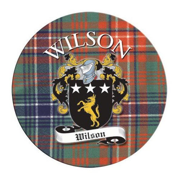 Wilson Coat of Arms Tartan Cork Round Scottish Name Coasters Set of 10