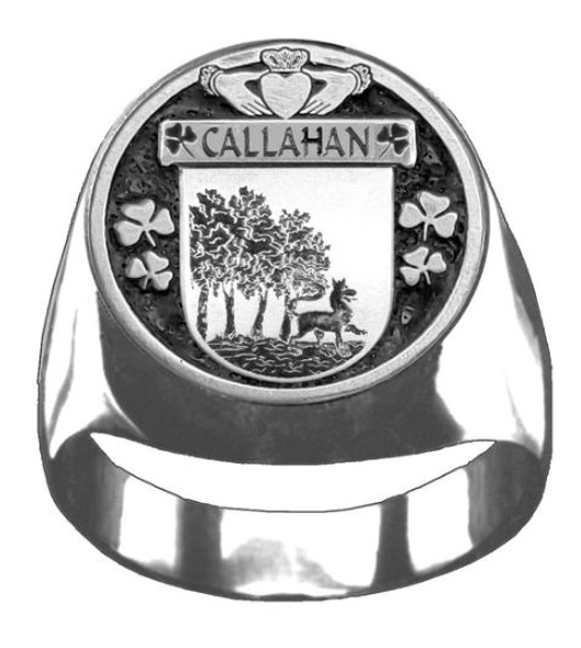 Callahan Irish Coat Of Arms Family Crest Mens Sterling Silver Ring