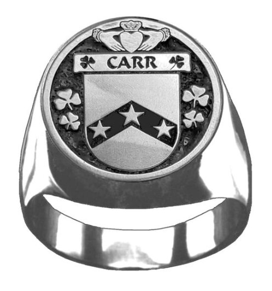 Carr Irish Coat Of Arms Family Crest Mens Sterling Silver Ring