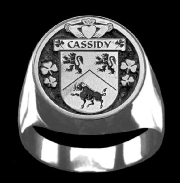 Cassidy Irish Coat Of Arms Family Crest Mens Sterling Silver Ring