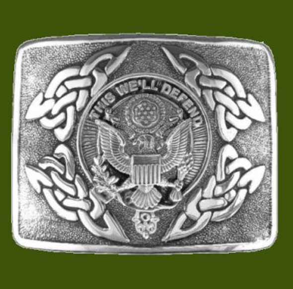 United States Army Badge Interlace Mens Stylish Pewter Kilt Belt Buckle