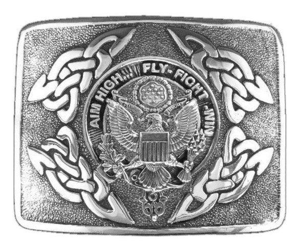 United States Air Force Badge Interlace Mens Stylish Pewter Kilt Belt Buckle