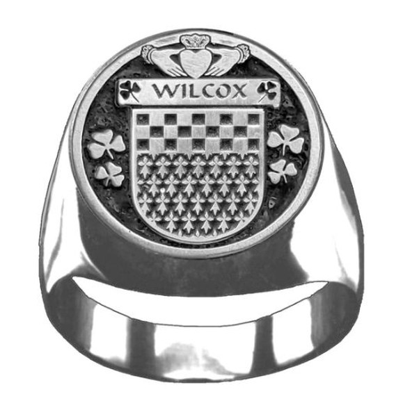 Wilcox Irish Coat Of Arms Family Crest Mens Sterling Silver Ring