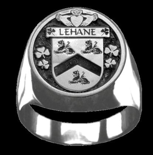 Lehane Irish Coat Of Arms Family Crest Mens Sterling Silver Ring