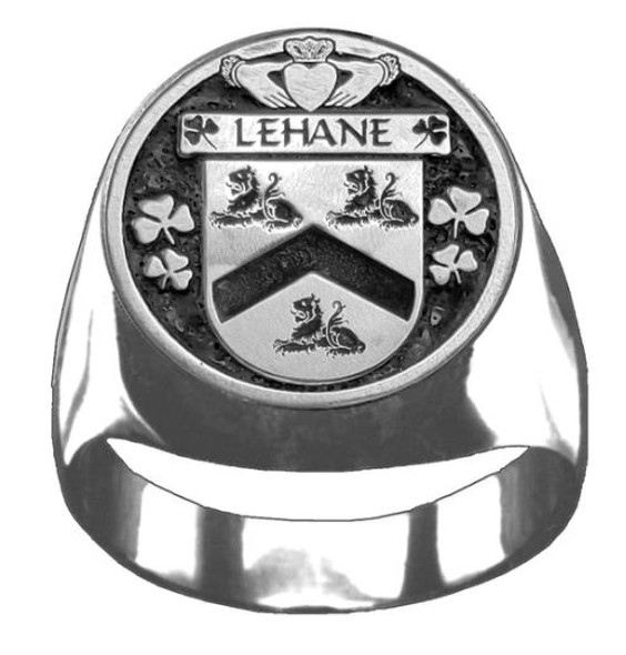 Lehane Irish Coat Of Arms Family Crest Mens Sterling Silver Ring