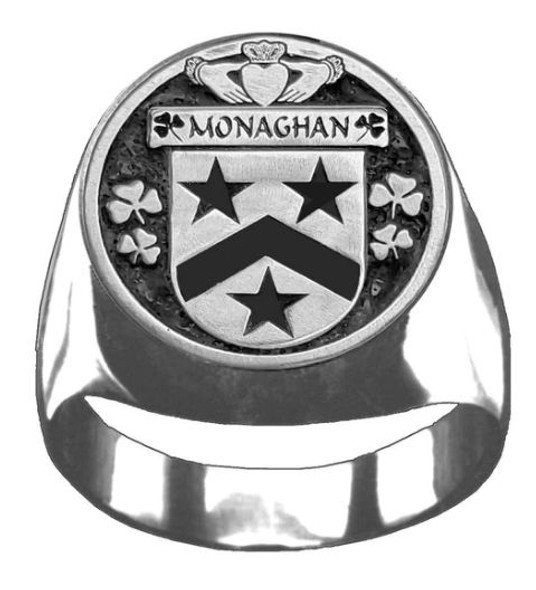 Monaghan Irish Coat Of Arms Family Crest Mens Sterling Silver Ring