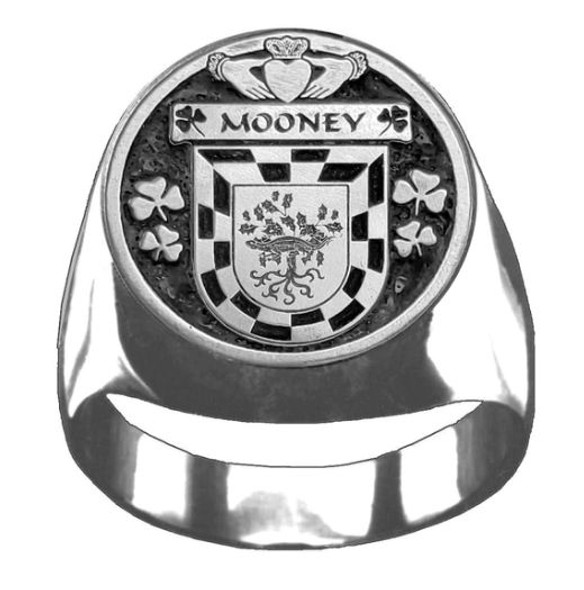 Mooney Irish Coat Of Arms Family Crest Mens Sterling Silver Ring
