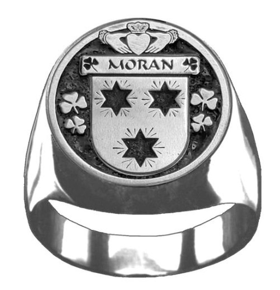 Moran Irish Coat Of Arms Family Crest Mens Sterling Silver Ring