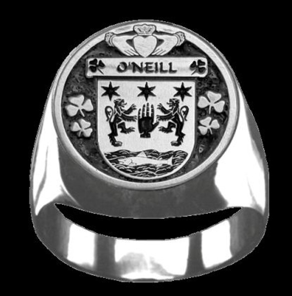 ONeill Irish Coat Of Arms Family Crest Mens Sterling Silver Ring