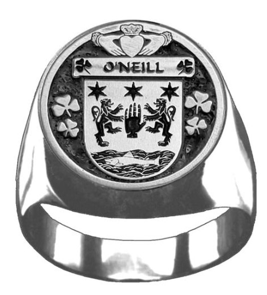 ONeill Irish Coat Of Arms Family Crest Mens Sterling Silver Ring