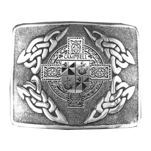 Campbell Irish Badge Interlace Mens Sterling Silver Kilt Belt Buckle