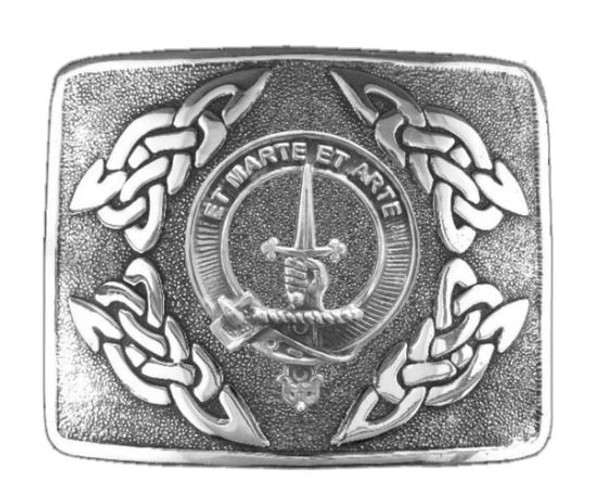 Bain Clan Badge Interlace Mens Sterling Silver Kilt Belt Buckle