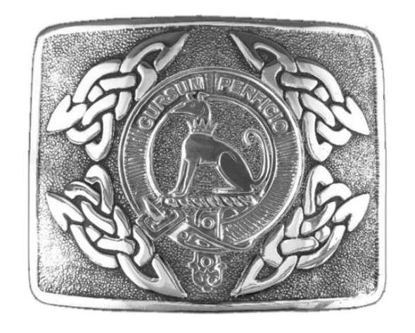 Hunter Clan Badge Interlace Mens Sterling Silver Kilt Belt Buckle