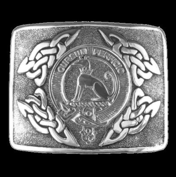 Hunter Clan Badge Interlace Mens Sterling Silver Kilt Belt Buckle