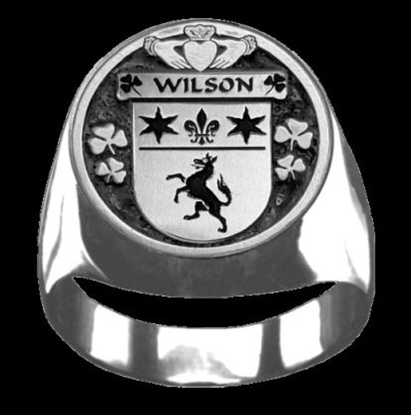 Wilson Irish Coat Of Arms Family Crest Mens Sterling Silver Ring
