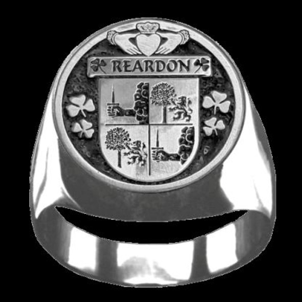 Reardon Irish Coat Of Arms Family Crest Mens Sterling Silver Ring