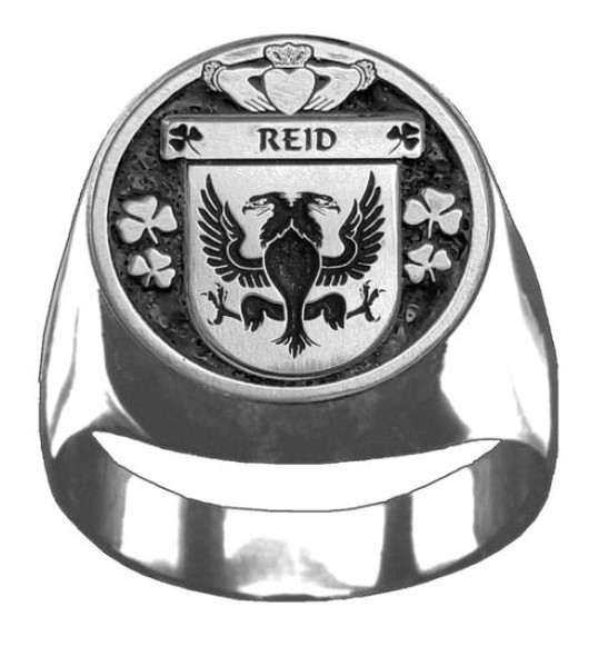 Reid Irish Coat Of Arms Family Crest Mens Sterling Silver Ring