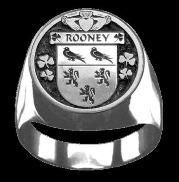 Rooney Irish Coat Of Arms Family Crest Mens Sterling Silver Ring