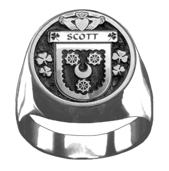 Scott Irish Coat Of Arms Family Crest Mens Sterling Silver Ring