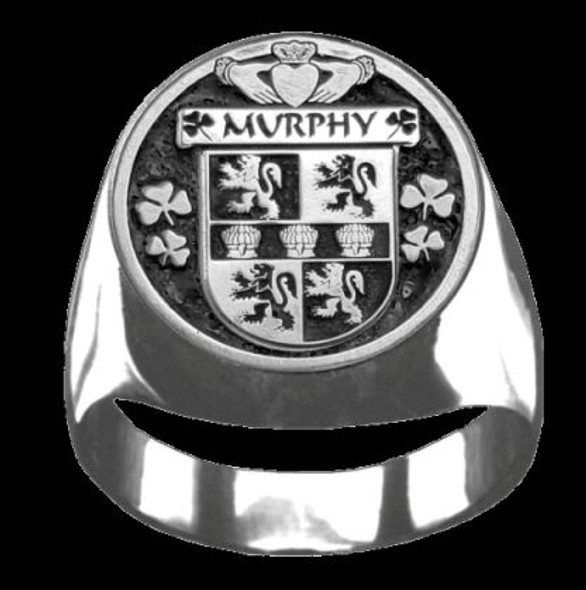 Murphy Irish Coat Of Arms Family Crest Mens Sterling Silver Ring