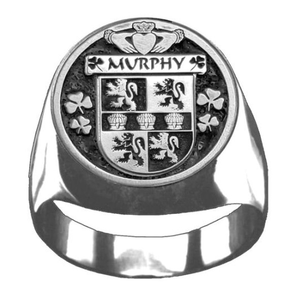 Murphy Irish Coat Of Arms Family Crest Mens Sterling Silver Ring