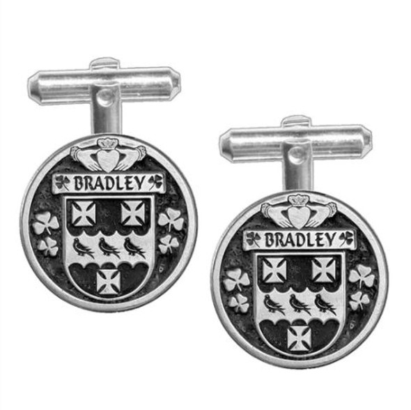 Bradley Irish Coat Of Arms Claddagh Stylish Pewter Family Crest Cufflinks