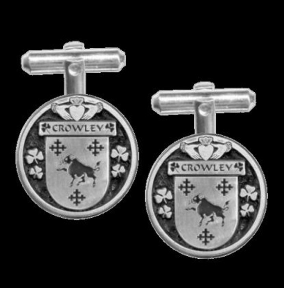 Crowley Irish Coat Of Arms Claddagh Sterling Silver Family Crest Cufflinks