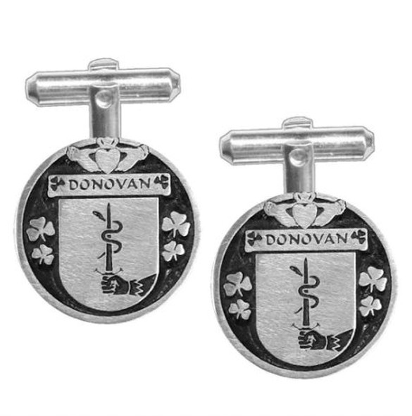 Donovan Irish Coat Of Arms Claddagh Sterling Silver Family Crest Cufflinks