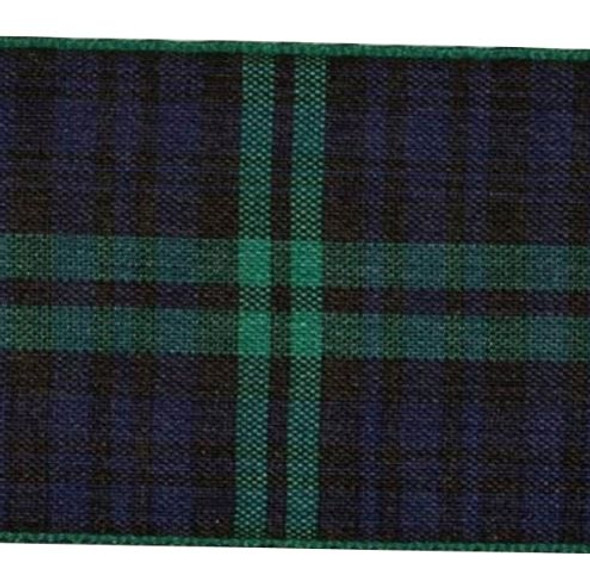 Black Watch Modern Plaid Polyester Fabric Tartan Ribbon 70mm x 1 metre