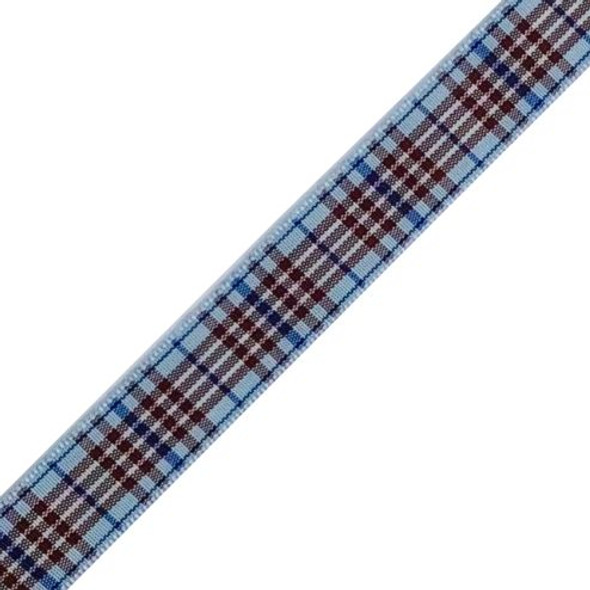 Blueberry Plaid Polyester Fabric Tartan Ribbon 16mm x 20 metres