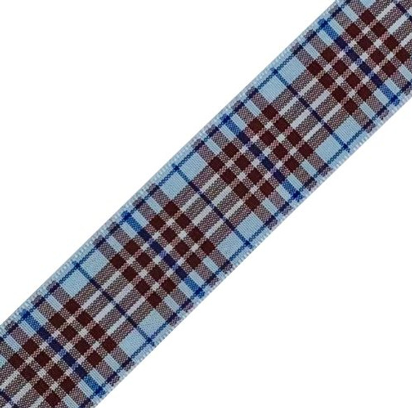 Blueberry Plaid Polyester Fabric Tartan Ribbon 25mm x 5 metres