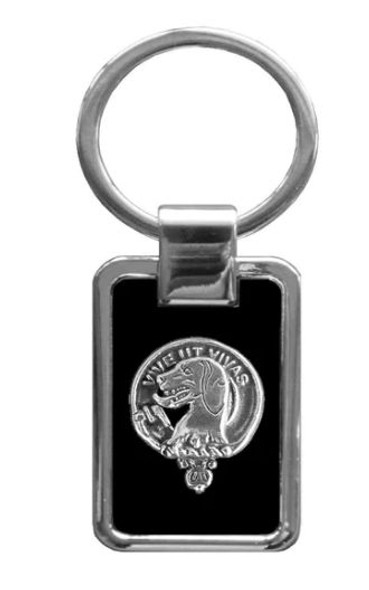 Hall Clan Badge Stainless Steel Silver Clan Crest Keyring