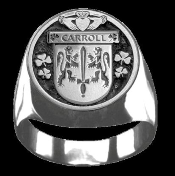 Carroll Irish Coat Of Arms Family Crest Mens Sterling Silver Ring