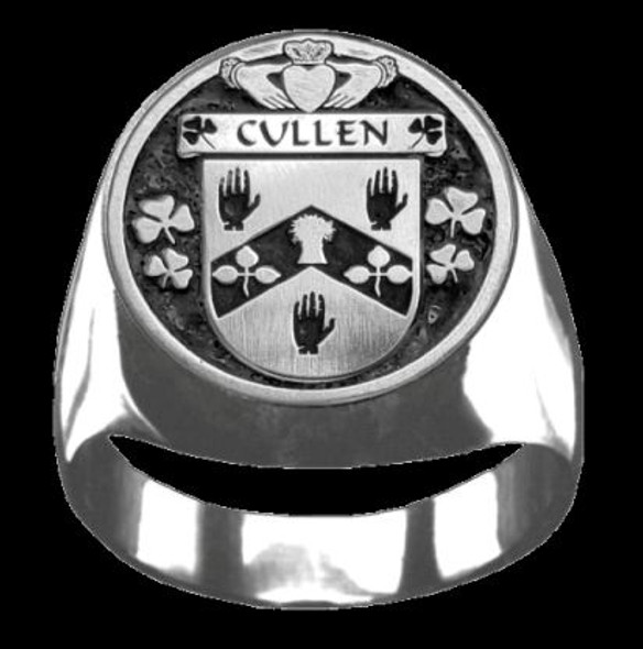 Cullen Irish Coat Of Arms Family Crest Mens Sterling Silver Ring