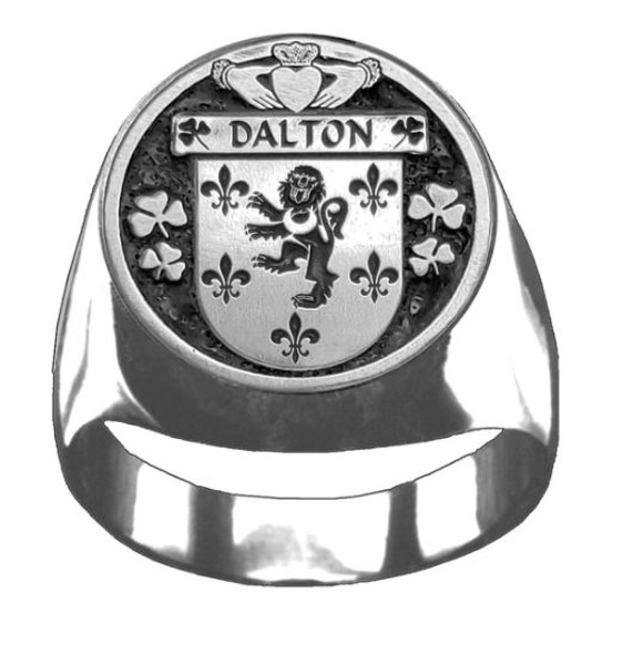 Dalton Irish Coat Of Arms Family Crest Mens Sterling Silver Ring