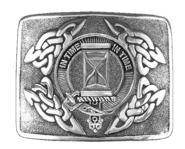 Houston Clan Badge Interlace Mens Sterling Silver Kilt Belt Buckle