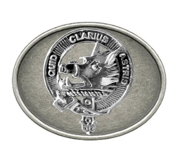 Baillie Clan Badge Oval Antiqued Mens Sterling Silver Belt Buckle